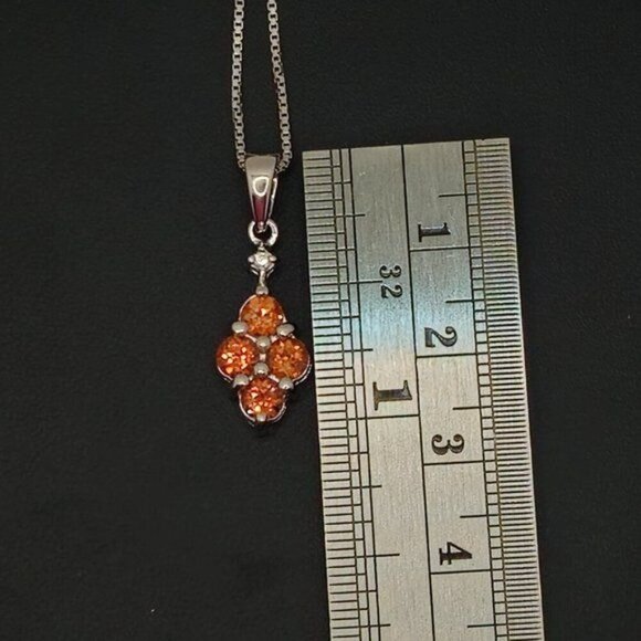 Mandarin Garnet Sterling‎ Silver Pendant with Chain - Picture 5 of 6